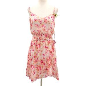 EMERALD SUNDAE SZ L juniors pink blush floral metallic mini dress NWT B152 *flaw